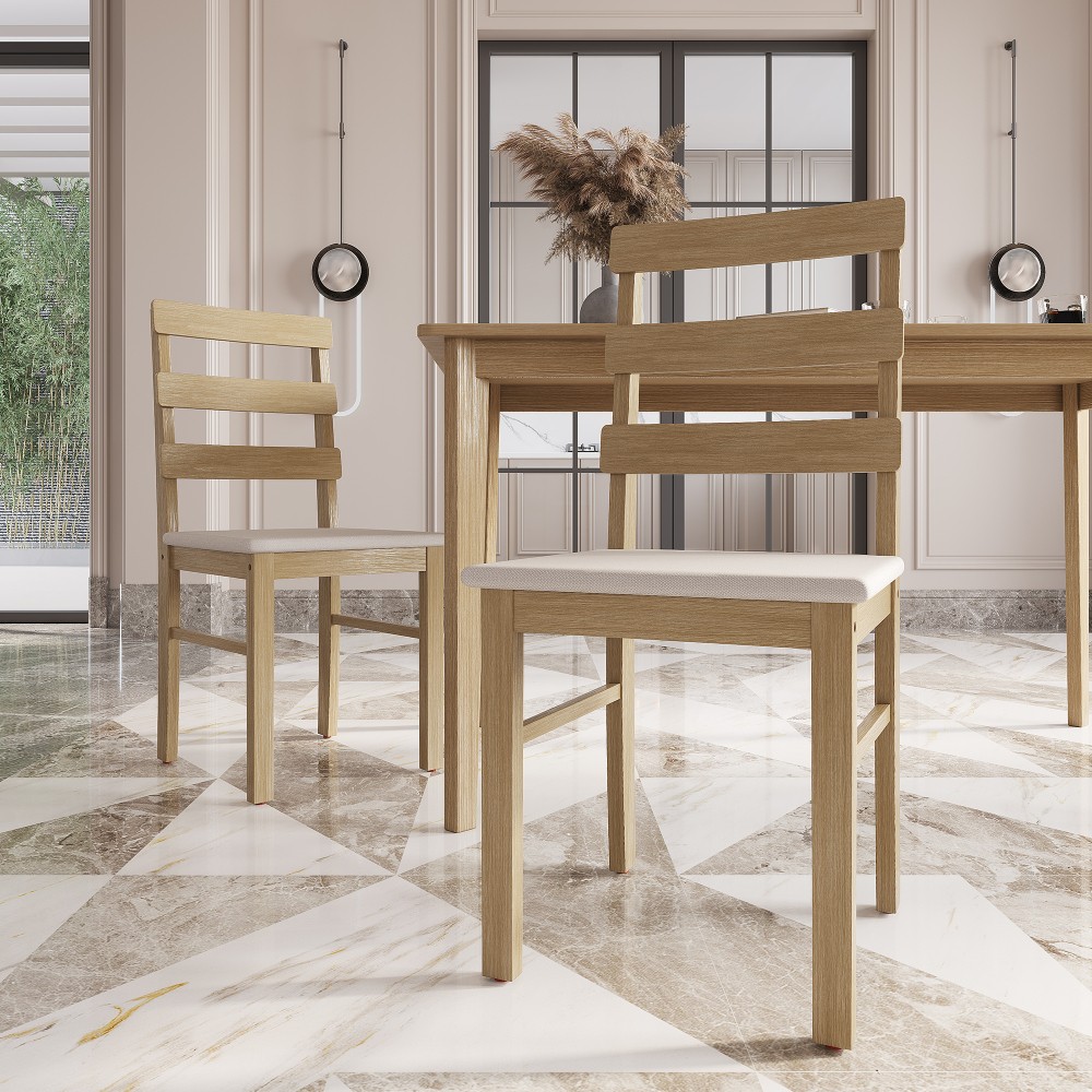 Kitchen Dining Set for 4 Rectangle Table and Chairs Dining Room Solid Wood