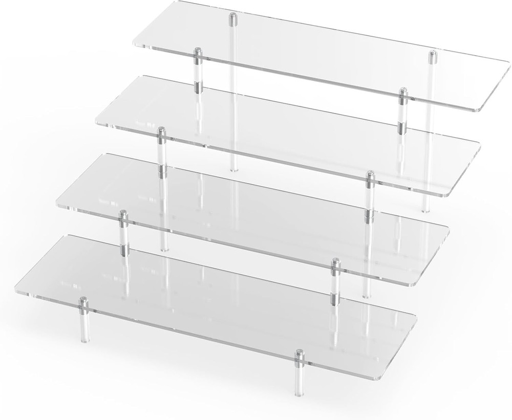 Acrylic Display Riser Stand Shelf Clear 4 Tier Cupcake Stand Perfume Display