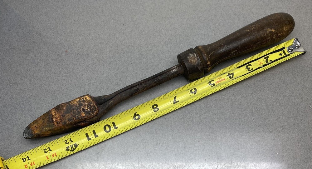 Antique Wood Handle Soldering Iron Copper Tip Blacksmith Tool Primitive