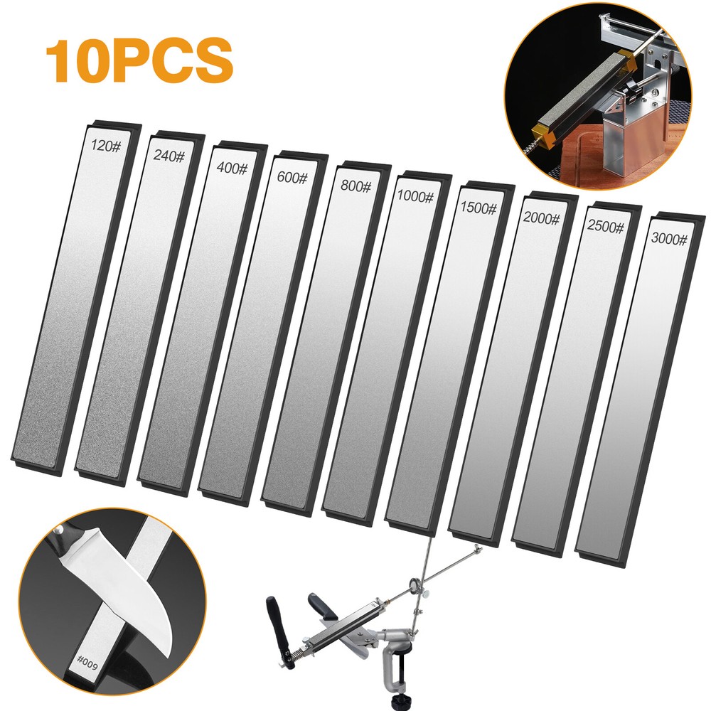 10pcs 120-3000 Grit Diamond Sharpening Stone Set Knife Sharpener Plate Whetstone
