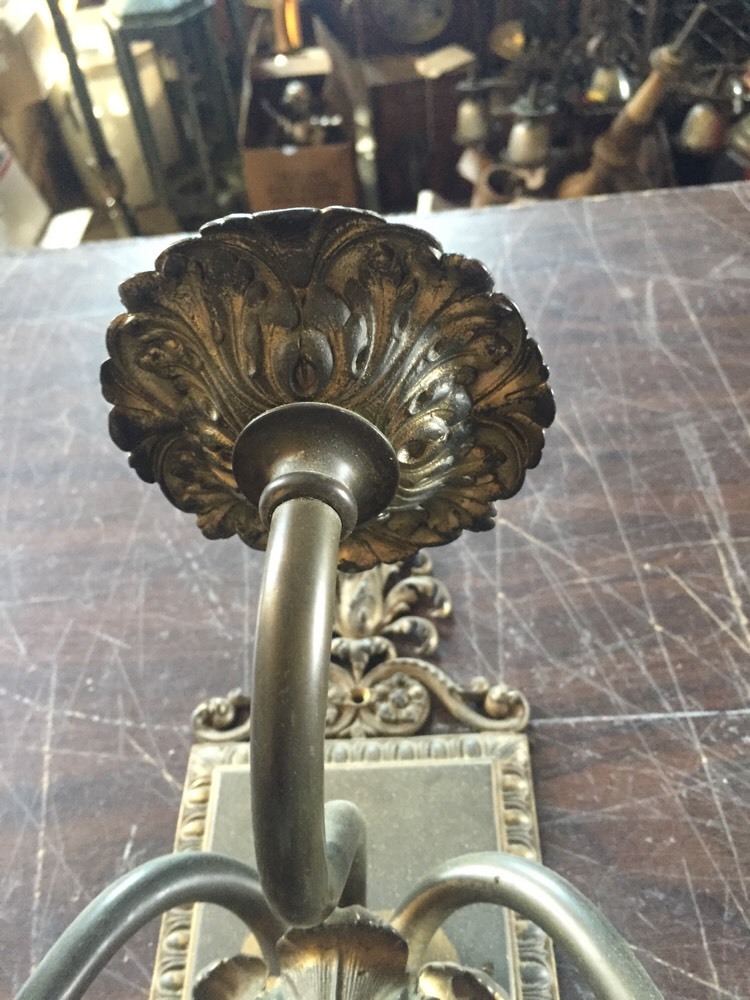 Lc 5 One Pair Very Fancy Three Arm Cast Brass Sconces