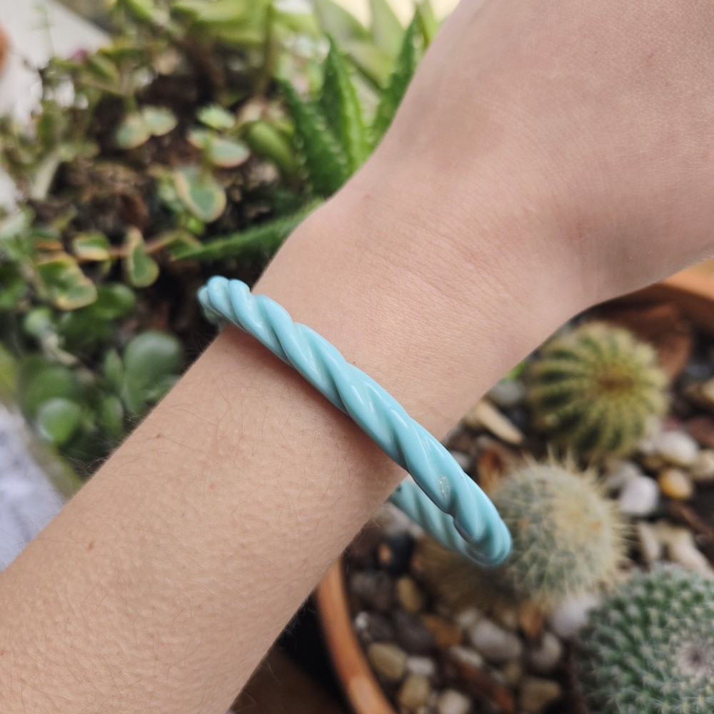 Vintage Sky Blue Twist Wave Bangle Bracelet