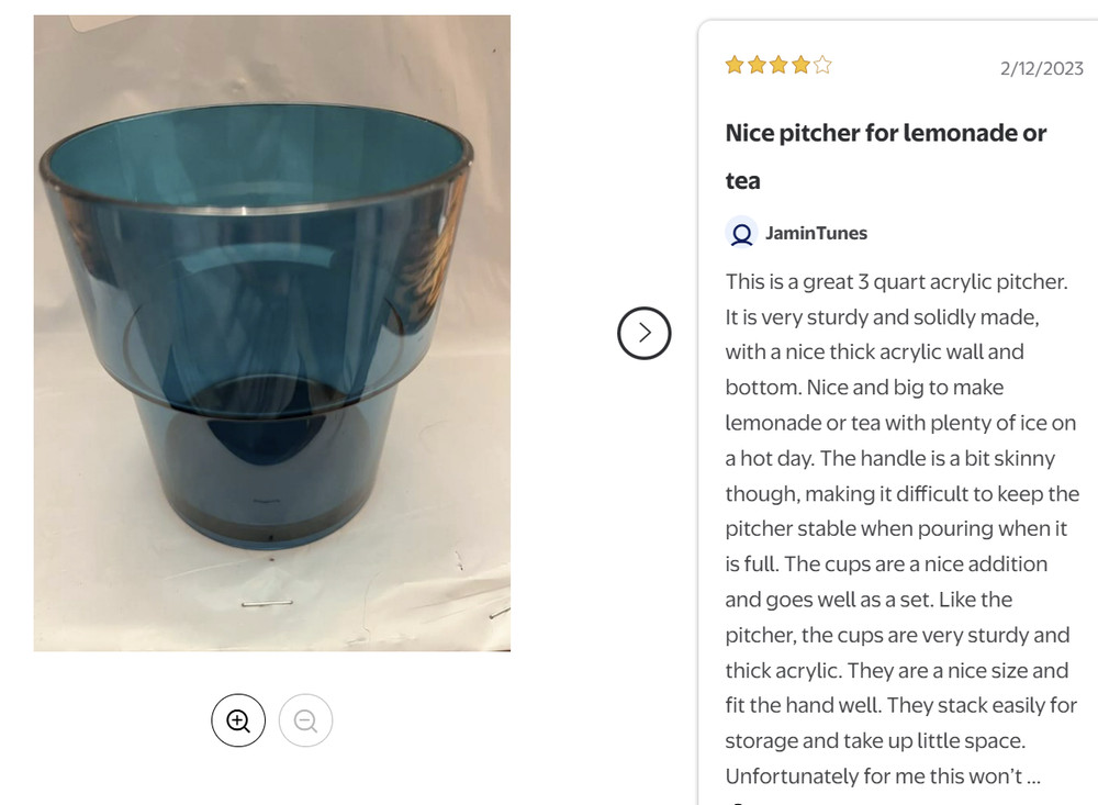 3-Quart Blue Acrylic Pitcher with 14-Ounce Stackable Tumbler Set