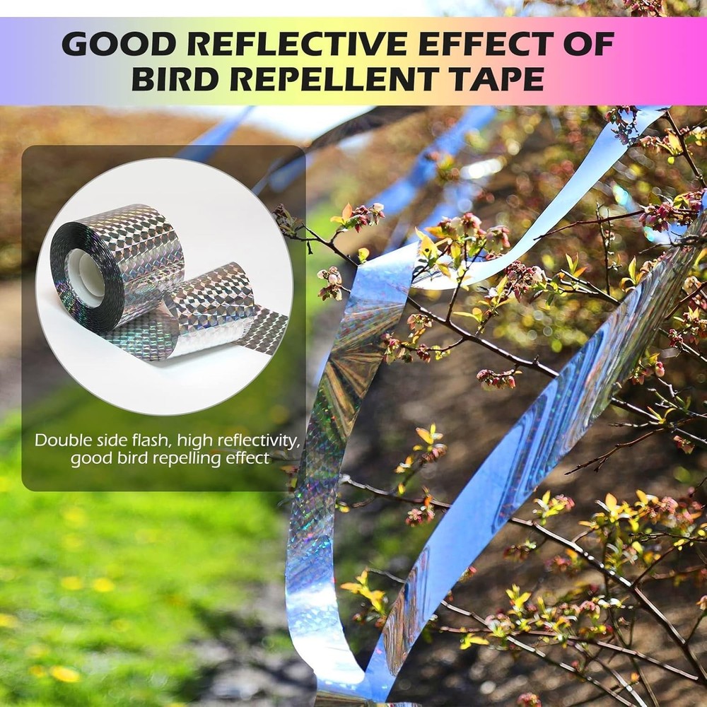 Wildlife-Friendly 700FT Reflective Bird Tape - 2 Rolls for Maximum Coverage