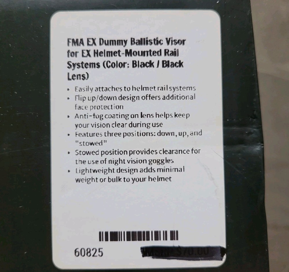 FMA EX 'Ballistic' Visor - For Railed Helmets (Cosplay/Airsoft) with Extra Visor