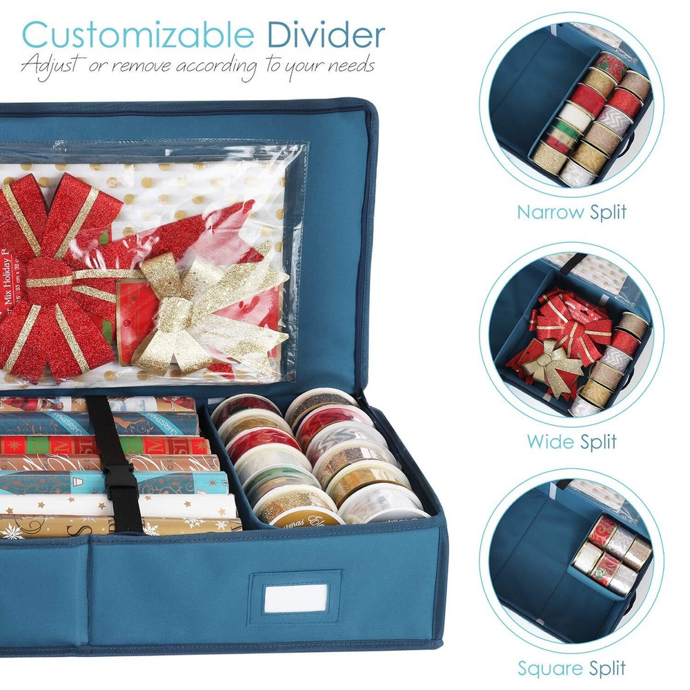 Hearth & Harbor Wrapping Paper Storage Organizer Container - Christmas Wrapp...