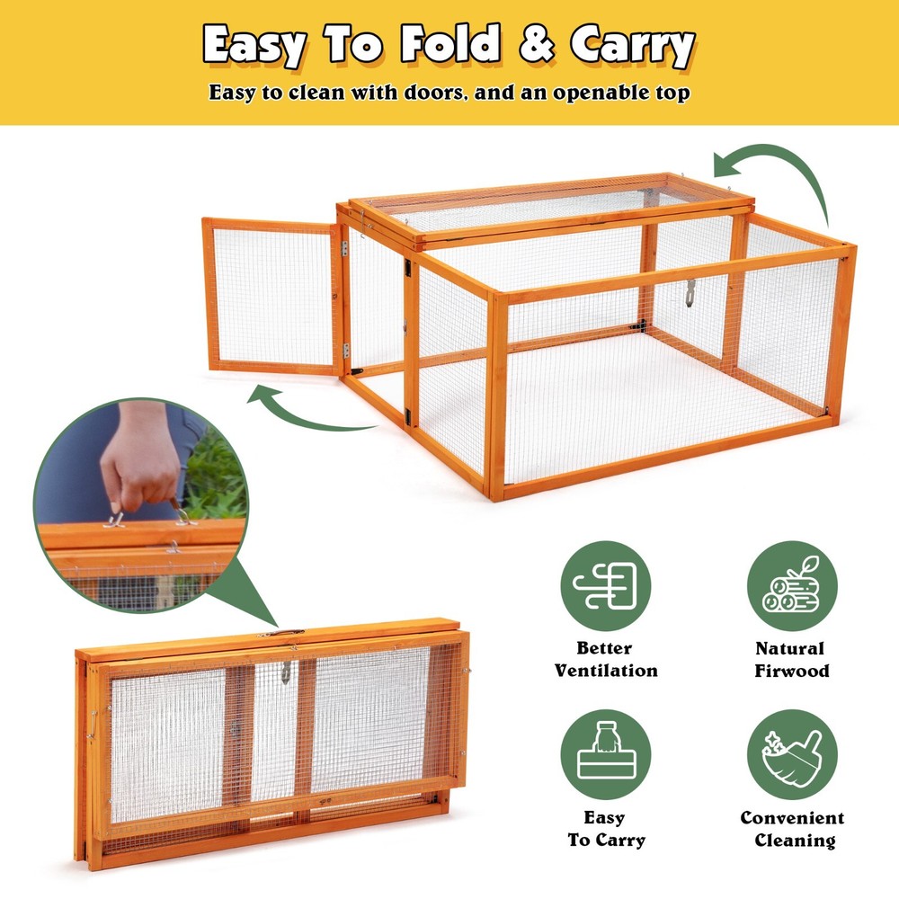 Collapsible Wooden Chicken Coop with Run Stable Comfortable Chicken Brooder Box