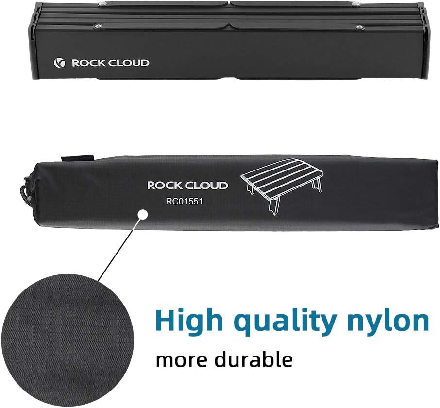 ROCK CLOUD Ultralight Folding Beach Table Adjust Height Aluminum Small, Black