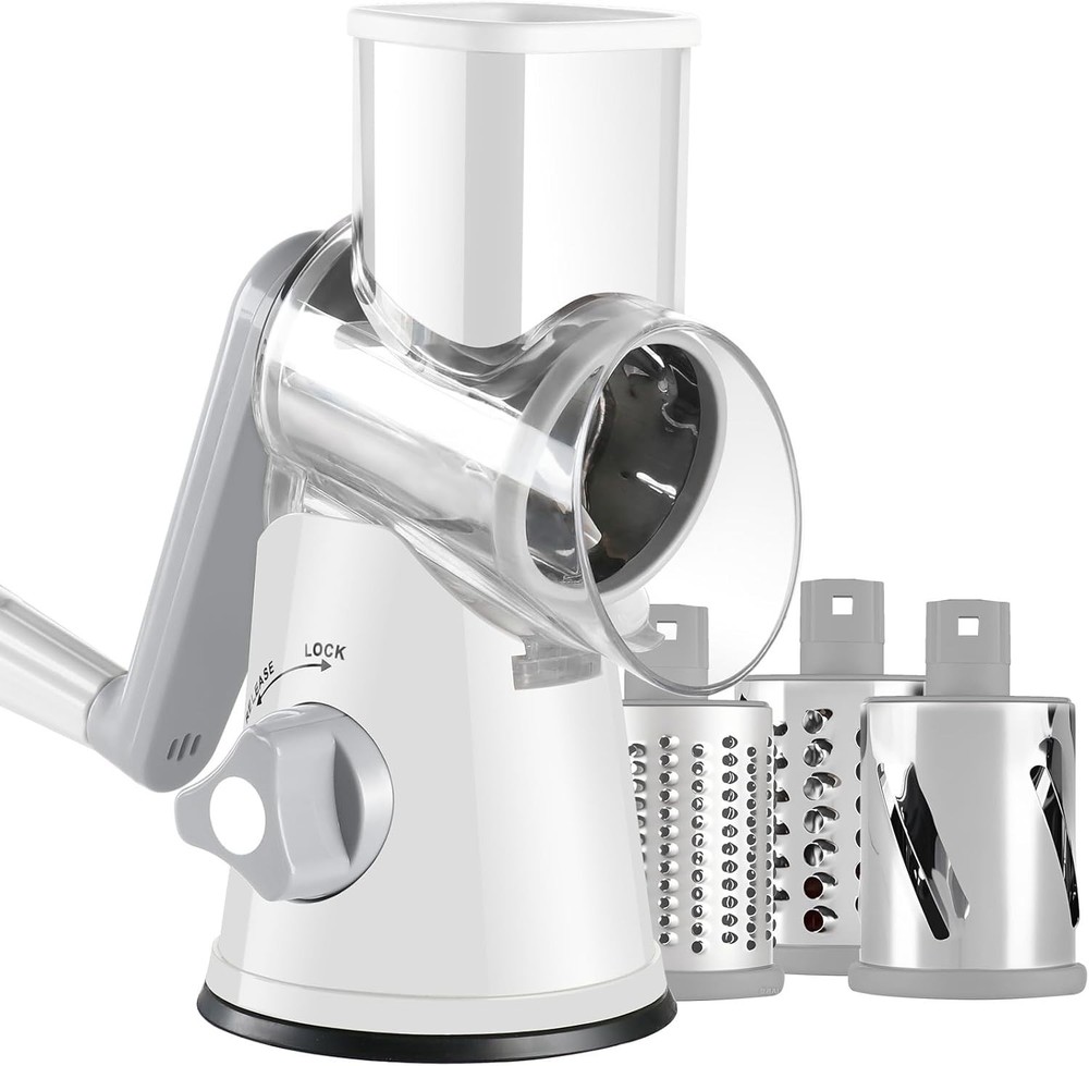 Rotary Cheese Grater with Handle, Kitchen Speed Hand Crank Vegetable Slicer, ...