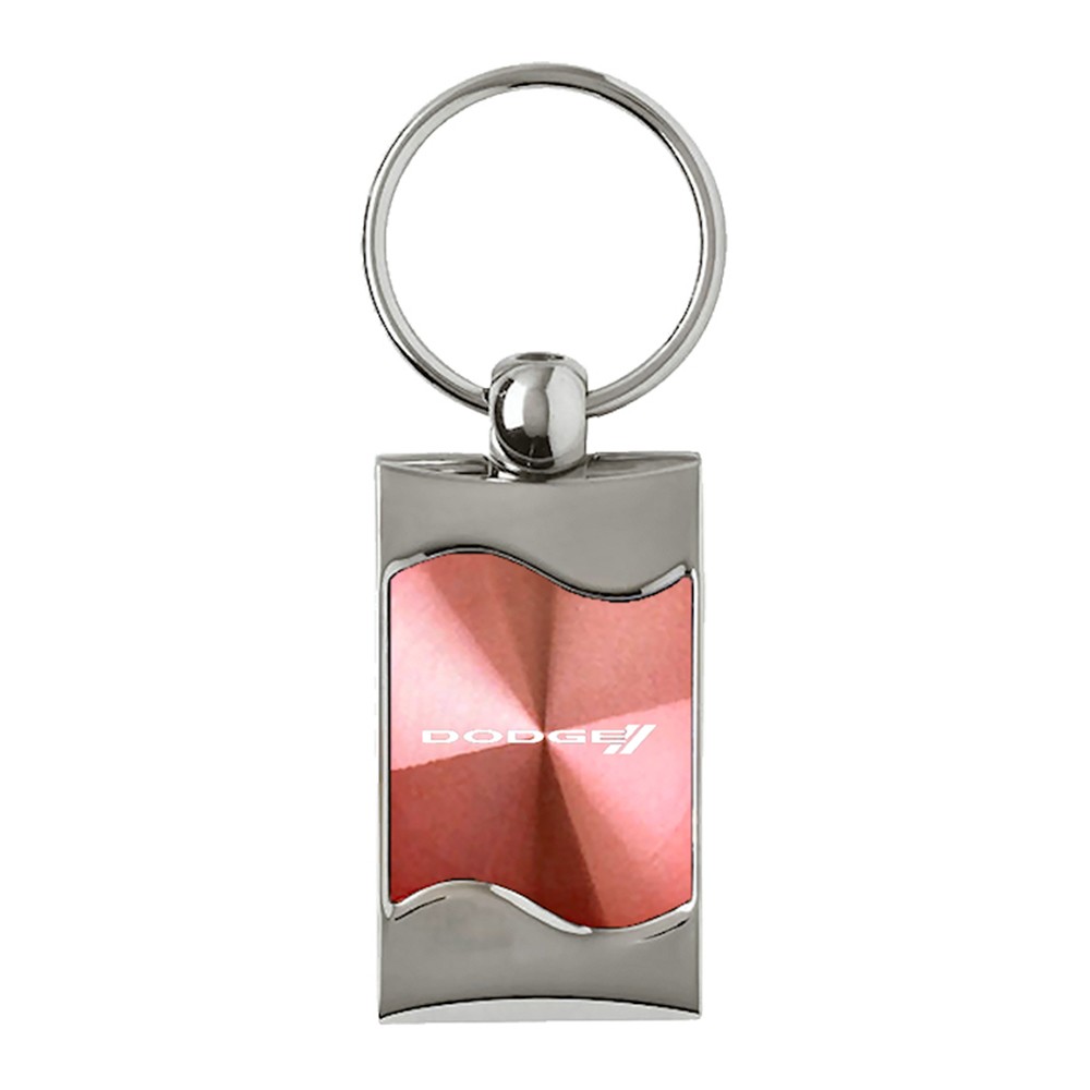 Licensed Pink Rectangular Wave Keychain Stripe Logo for Dodge - AUGD0515