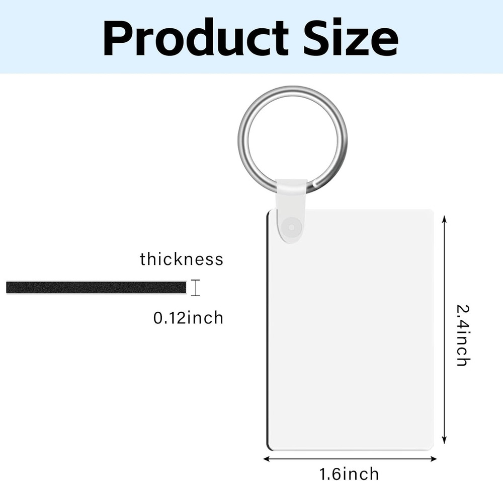 90Pcs Sublimation Keychain Blanks,Blank Keychains MDF Double Sides Rectangle rou