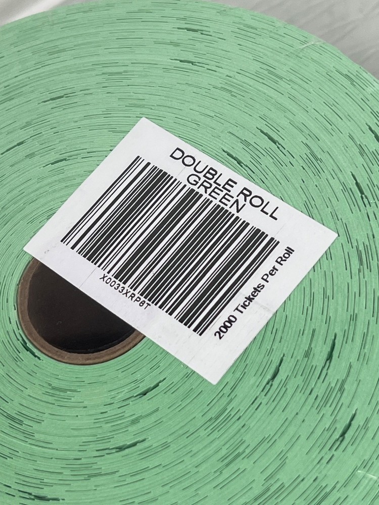 Double Roll Carnival Raffle Tickets 2000 Count Green Keep This Coupon