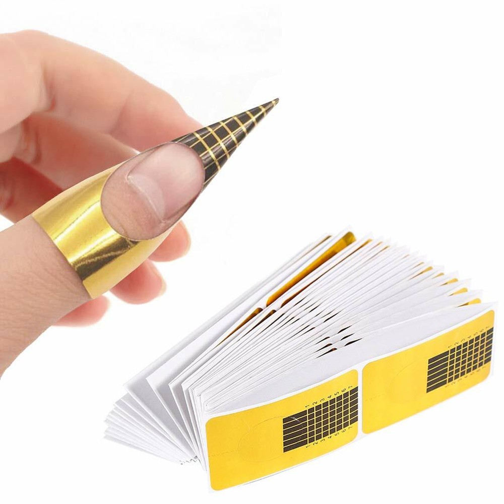 200 PCS Nail Form Stickers, Acrylic Nail Extension Forms Self-Adhesive Poly Gel
