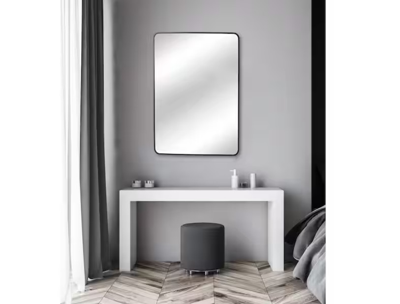 Home Decorators 24"W x 30"H Rectangular Black Aluminum Framed Vanity Mirror