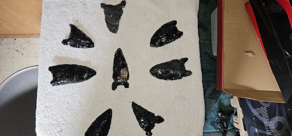 Volcanic Glass Arrowhead 8 Piece Set Clovis Points Lot # 15