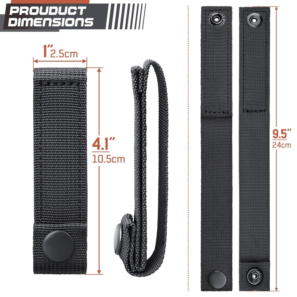 WYNEX Molle Straps 4 inch, Panel Attachment 4", Black