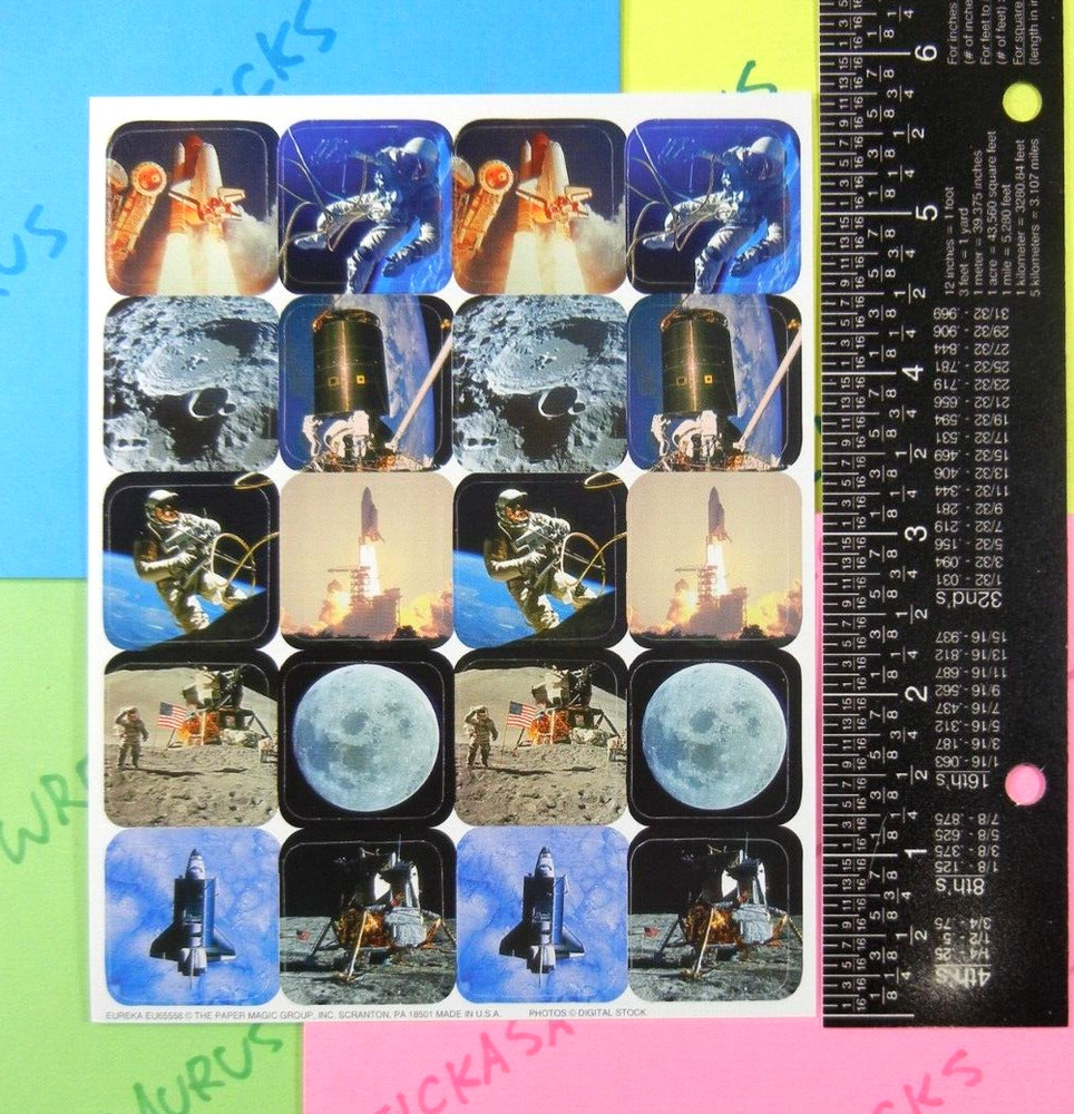 Vintage Eureka Moon Landing Stickers Sheet