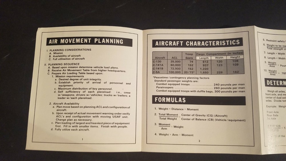 1982 Army Graphic Training Aid "AIR MOVEMENT PLANNING GUIDE"