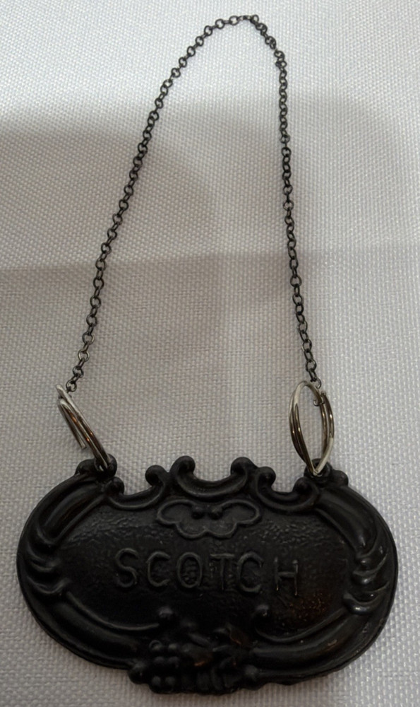 VINTAGE STERLING SILVER? " SCOTCH " BOTTLE TAG LABEL