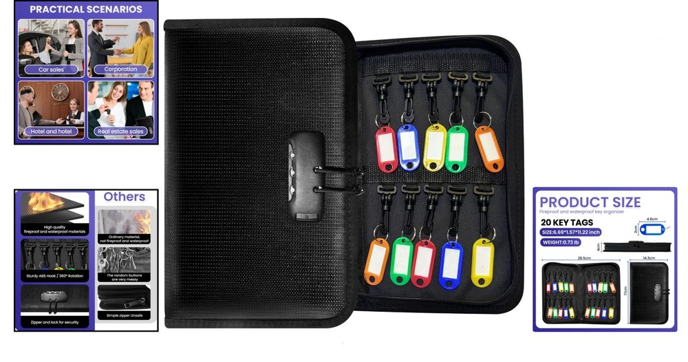 20Key Storage Box w/ Code Key Cabinet Organizer Wall Mount with Combination Lock