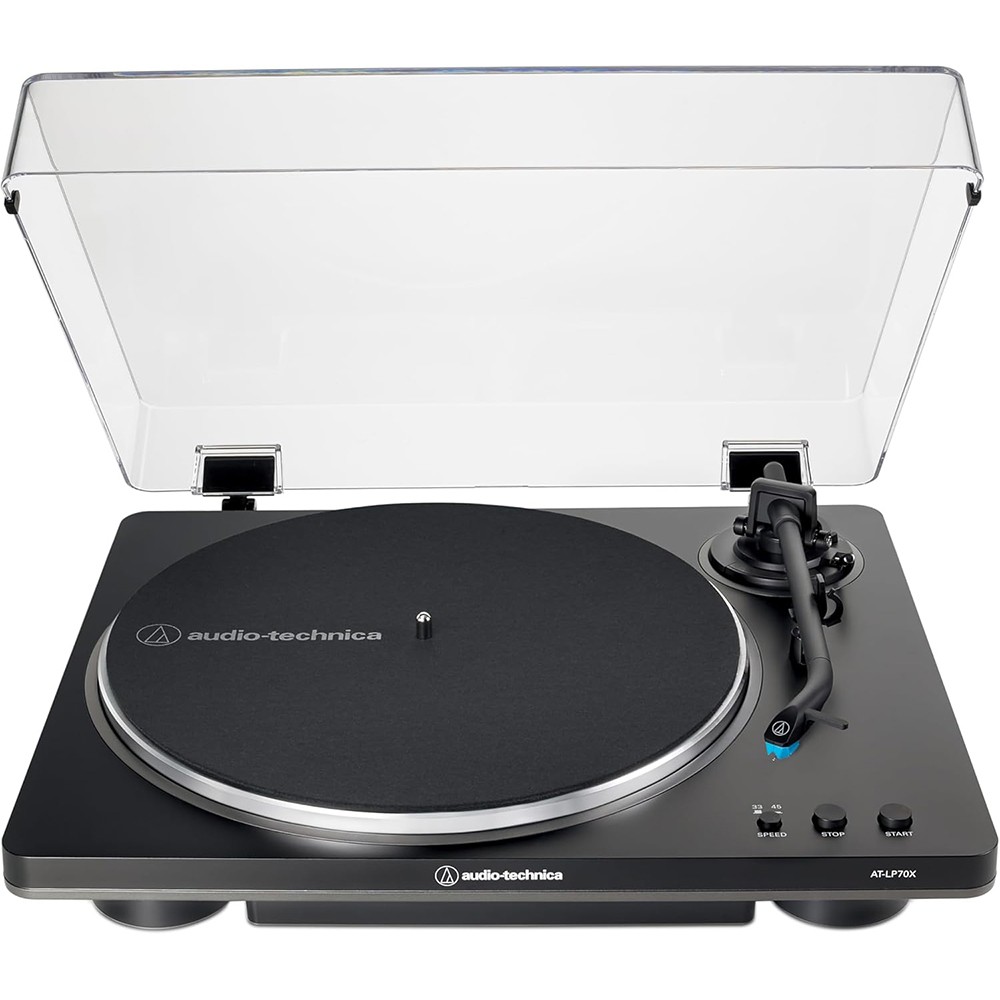 Audio-Technica Fully Automatic Belt-Drive Turntable Silver with Speaker Bundle
