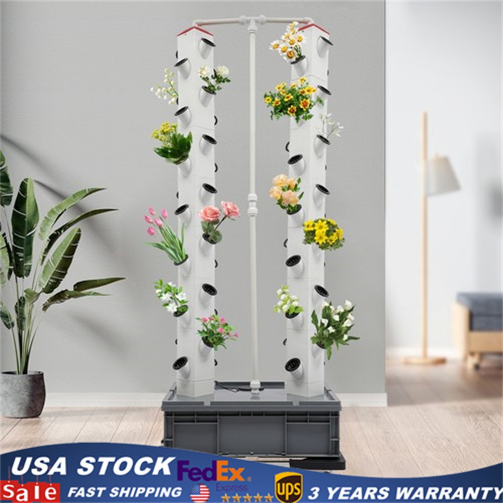 Vertical 56-Pots Hydroponics Tower Set Hydroponic Growing System Home Gardening