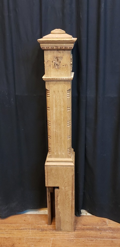 Restored Ornate Solid Oak Newel Post 54 1/2" by 7 1/2" GA9704