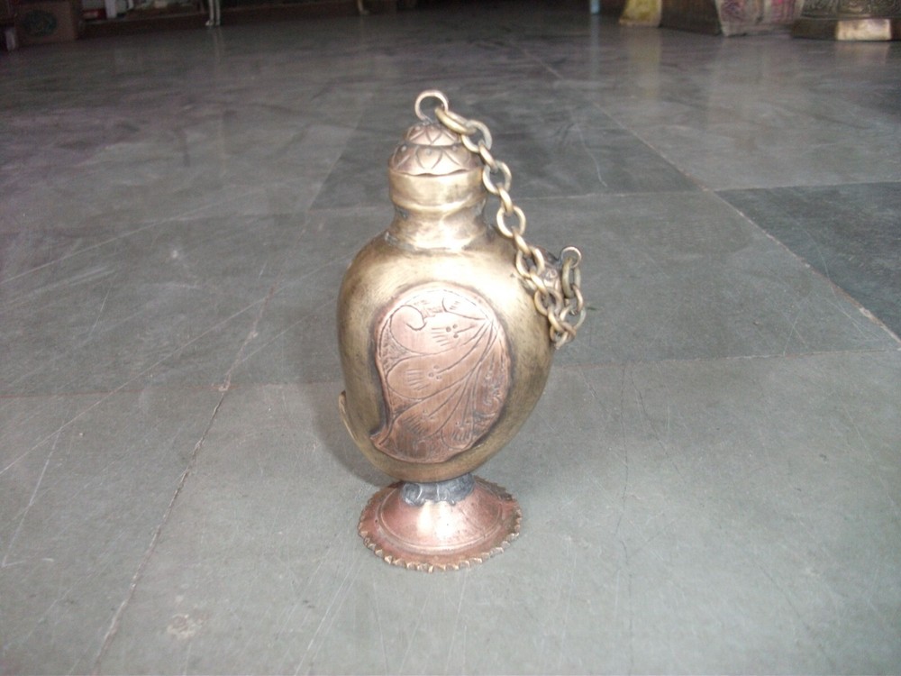 2 Pc Vintage Brass Mango Shape Handcrafted Copper Fitted Flower Bottles