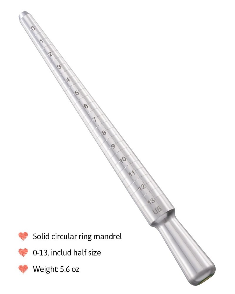 Meowoo Ring Sizer Mandrel, Solid Aluminum Mandrel for Measurer and black