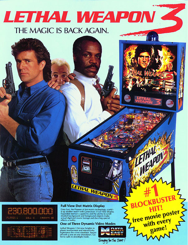 Lethal Weapon 3 Pinball (Data East) - CPU / Display ROM chip set (2 2MB Disp)