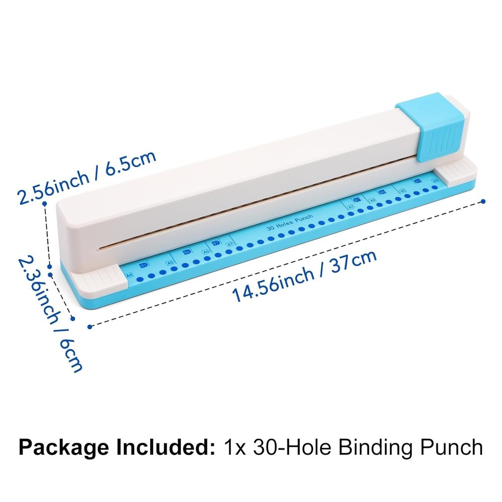 30 Holes Binding Punch - Adjustable Multi-Hole Puncher for Notebooks & Planners