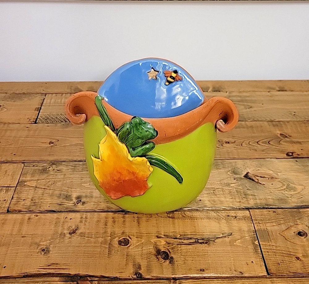 Hand Painted Floral Wall Mount Planter - Terracotta