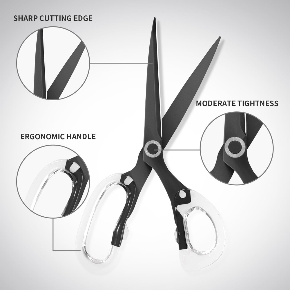 2 Pack Scissors Set Acrylic Handle Big Fabric Small Craft School Supply Black