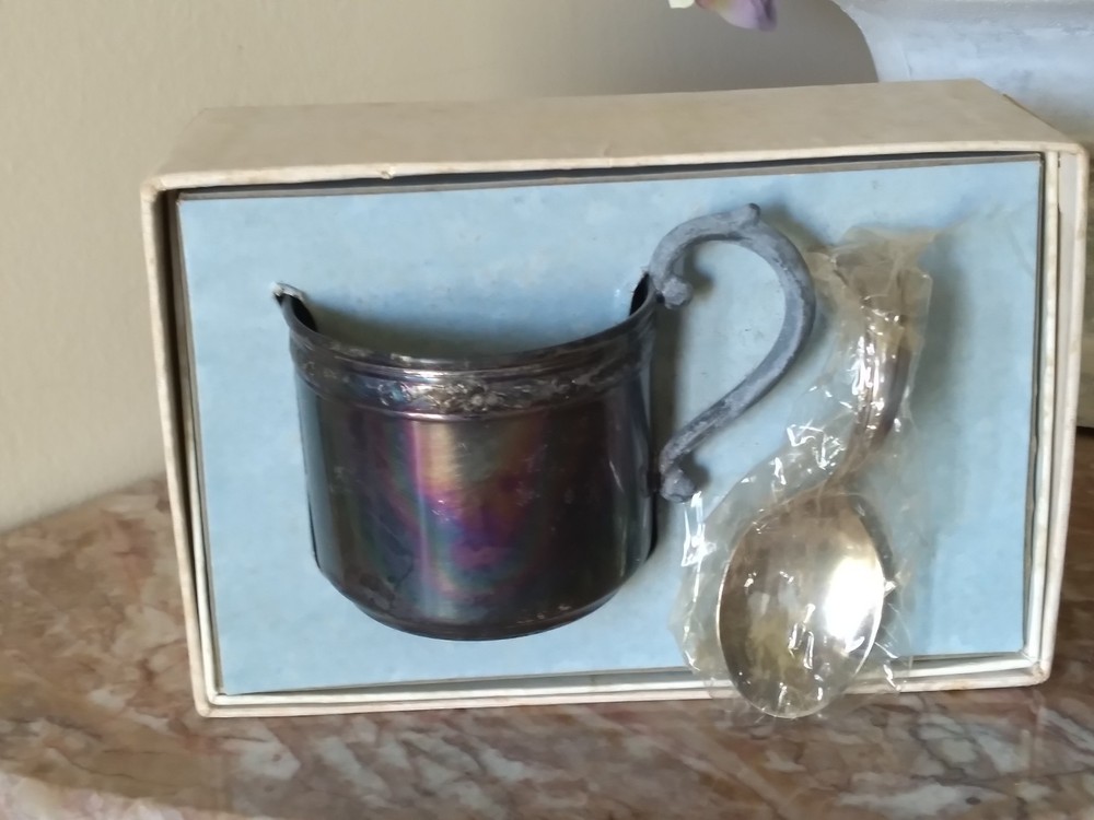 Silvercraft Silverplate Cup and Spoon in Original Box