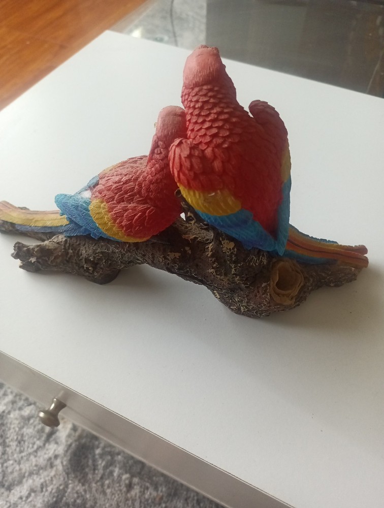 Parrots On Branch Statue Home Decor