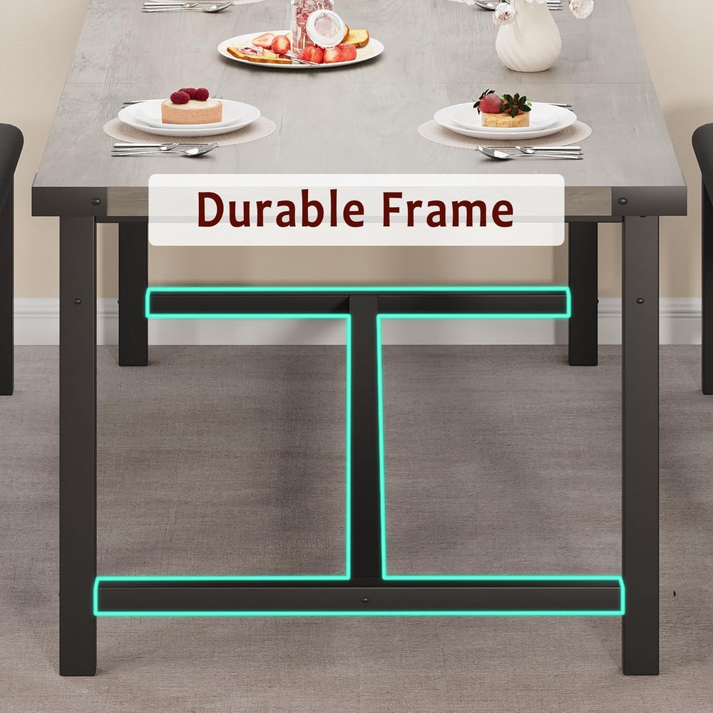 63 in Extendable Dining Table Set for 4-6 People 3-Piece Kitchen Table Set Gray