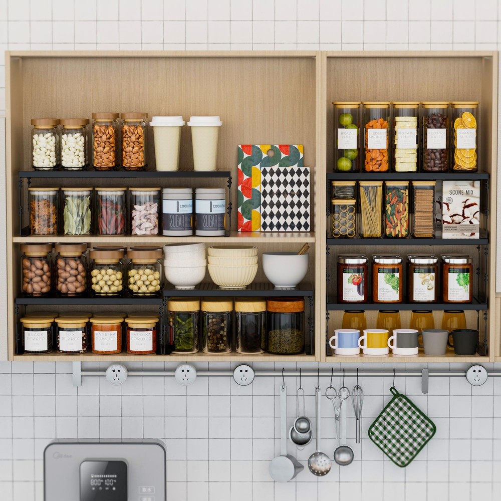 Asiingkel Stackable Expandable Metal Shelf Organizer - Adjustable Wire Storage R