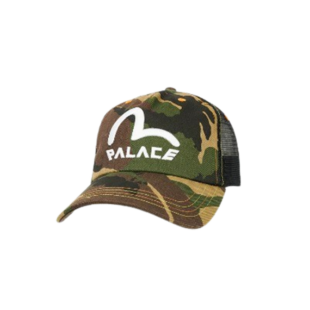 Palace x Evisu Denim & Mesh Camo Trucker Cap