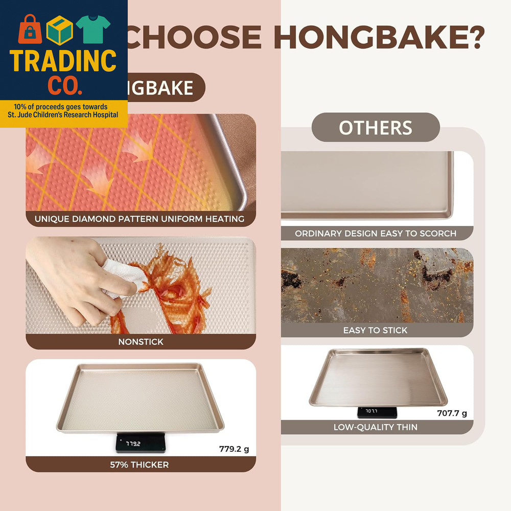 9-Piece Baking Pans Set Nonstick, Stackable Non Toxic Bakeware Sets with Diamond