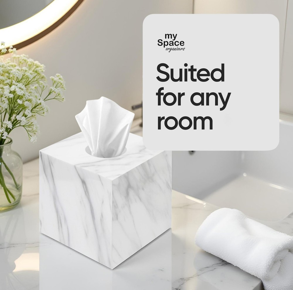 Tissue Box Cover Holder Square Marble Square,