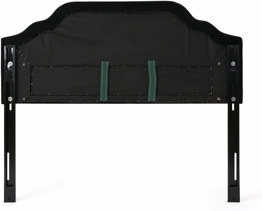 Black Velvet Upholstered Headboard Full Queen Size Tufted Fabric Bed Frame Mount