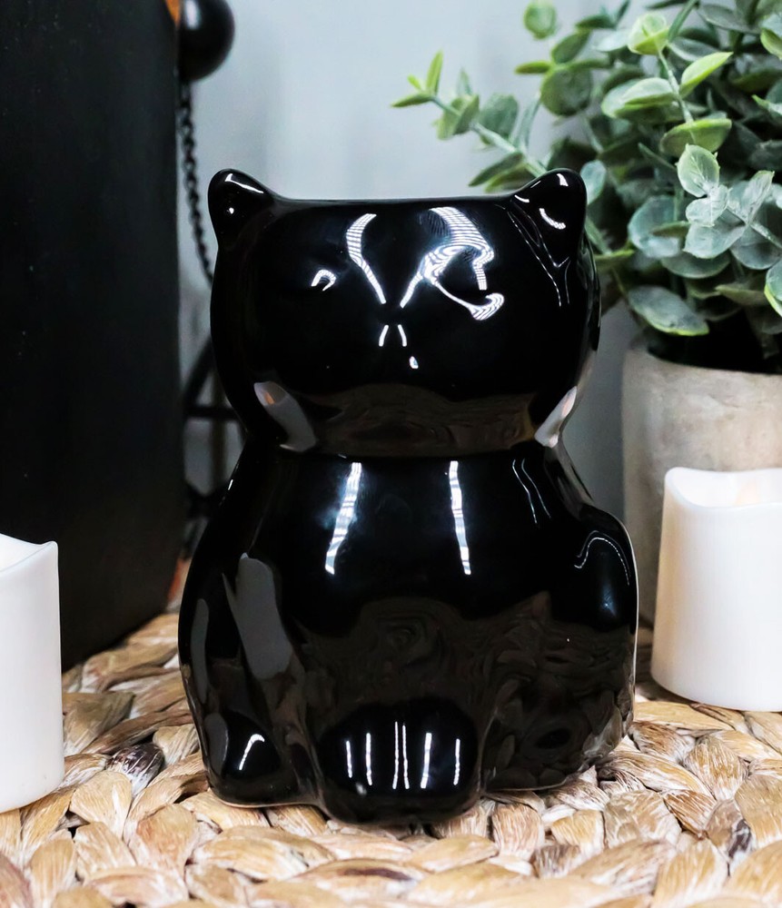 Ebros Black Cat Ceramic Oil Burner Diffuser Home Decor