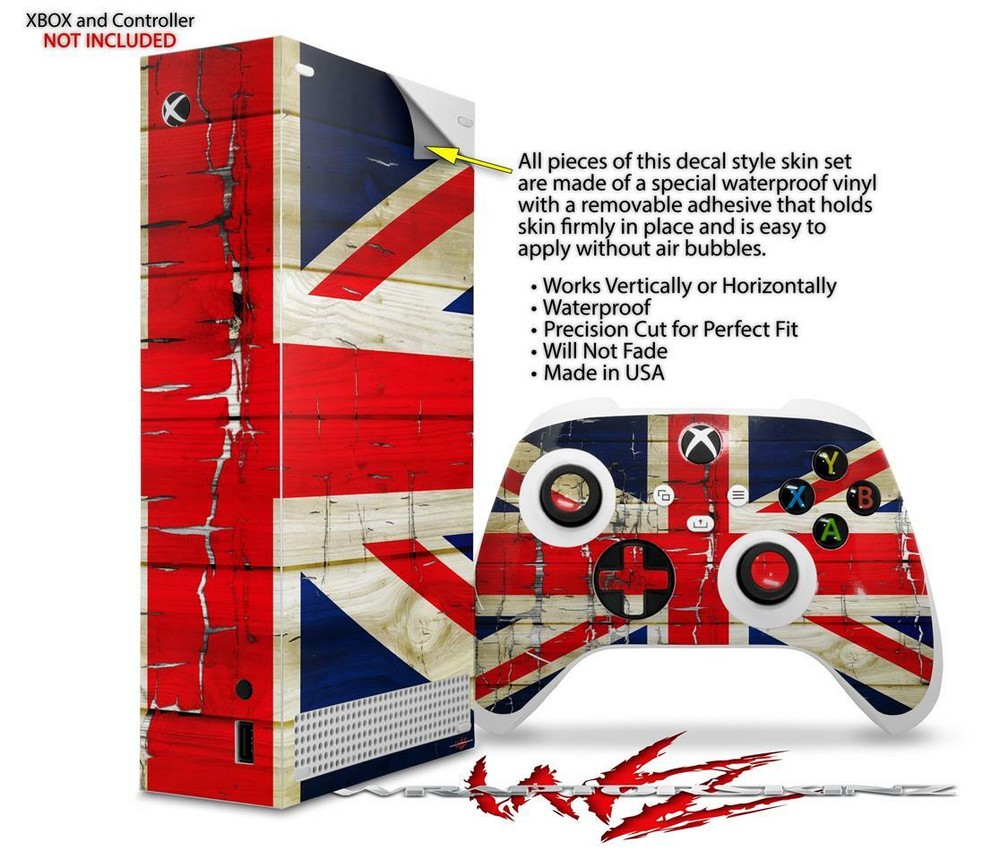 Skins XBOX Series S Console Controller Painted Faded Cracked Union Jack British