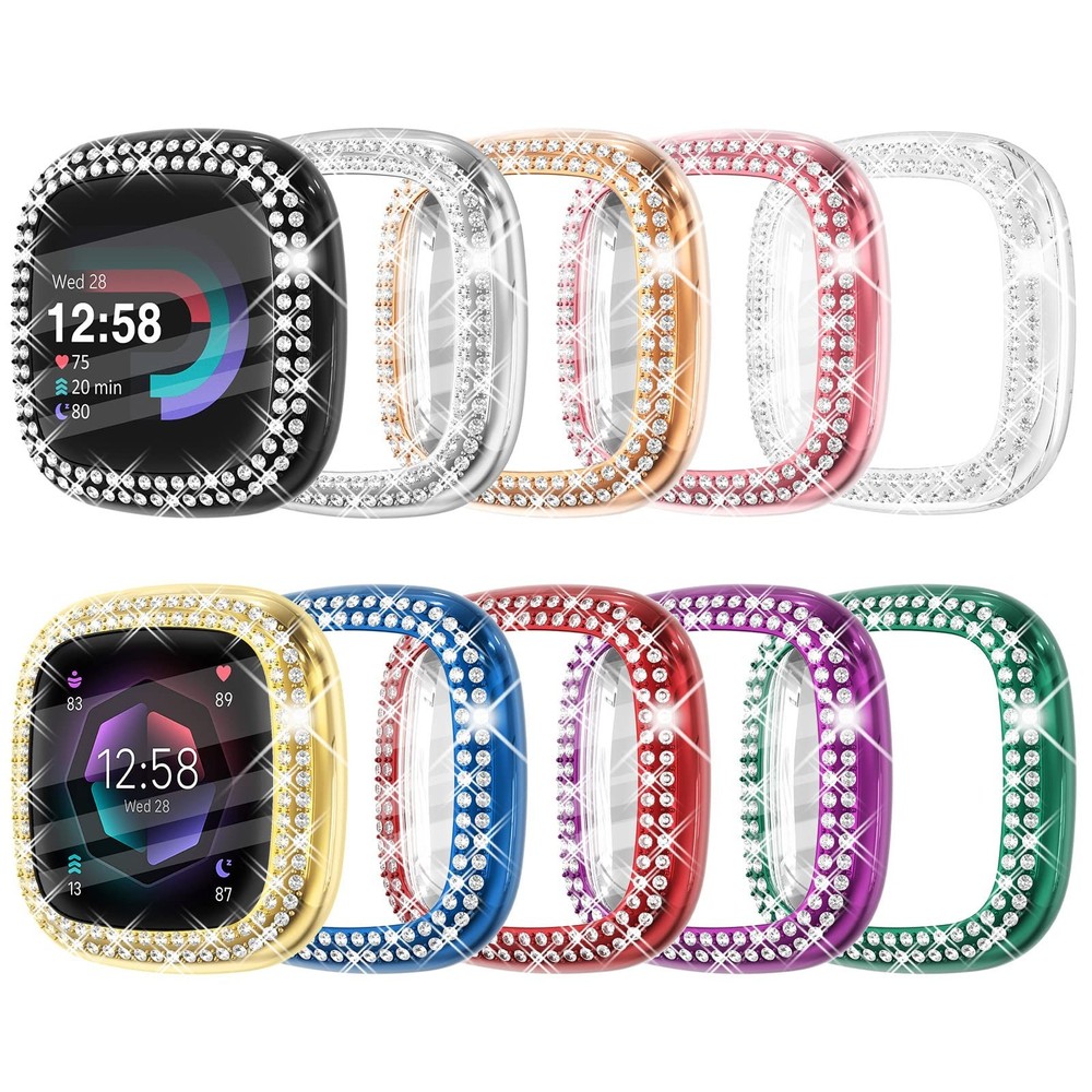 10-Pack TPU Bumper Case & Screen Protector for Fitbit Versa 4/Sense 2, Bling Des