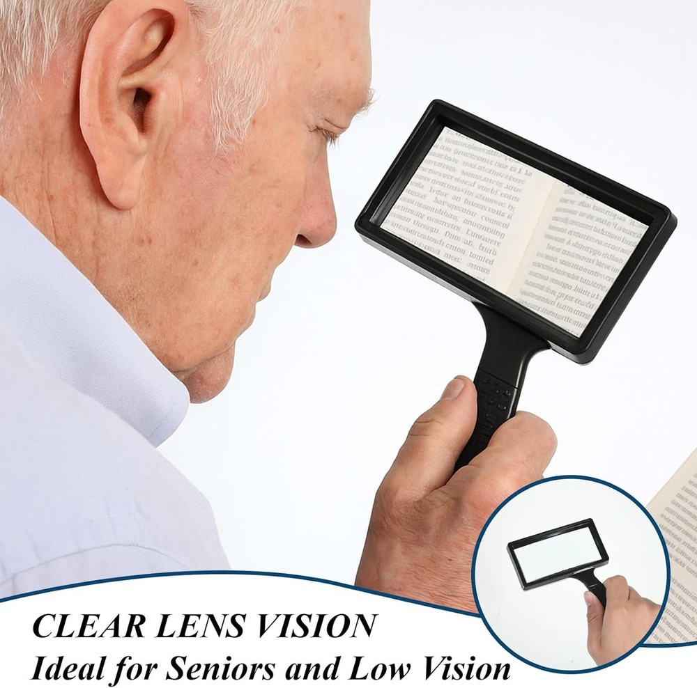 10X Handheld Rectangular Magnifying Glass – Jumbo Lens for Reading & Hobbies