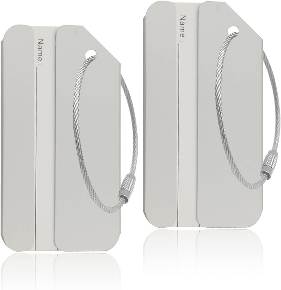 Durable Silver Luggage Tags - Lightweight 2 Pack for Easy Travel Identification