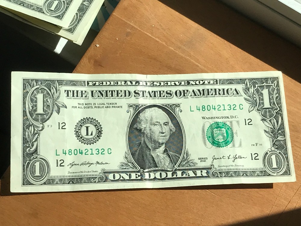 2021  1 Dollar Bill  Miscut/Misaligned  ERROR note