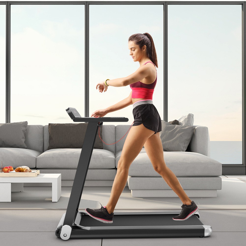 Folding Compact Walking Running Machine Electric Treadmill w/APP Control Speaker
