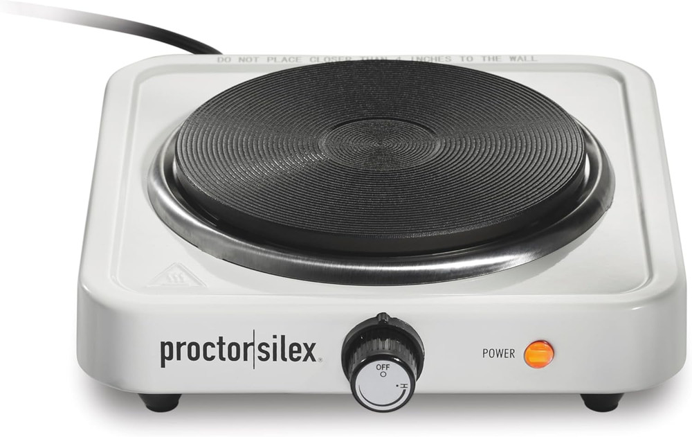 Portable Electric Stove, Cast Iron Single Burner Cooktop, Compact, Adjustable Te