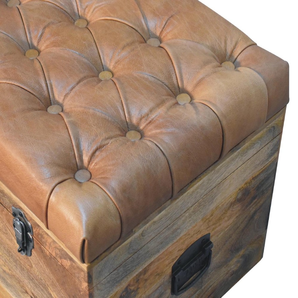 Solid Wood Upholstered Storage Trunk